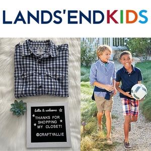Lands’ End Plaid Button Down Shirt | Kids S (8)